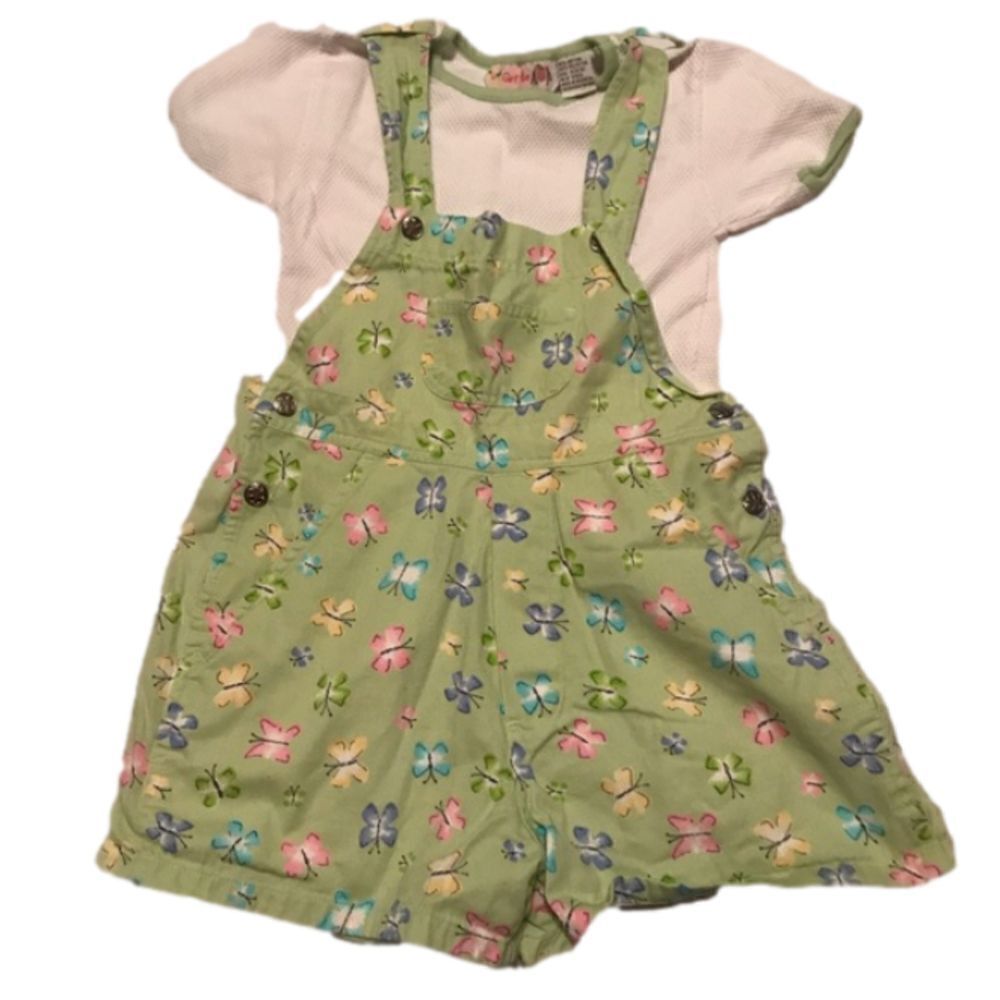 Girl Tribe 5/6 Butterfly Overall and Shirt Set 2pc